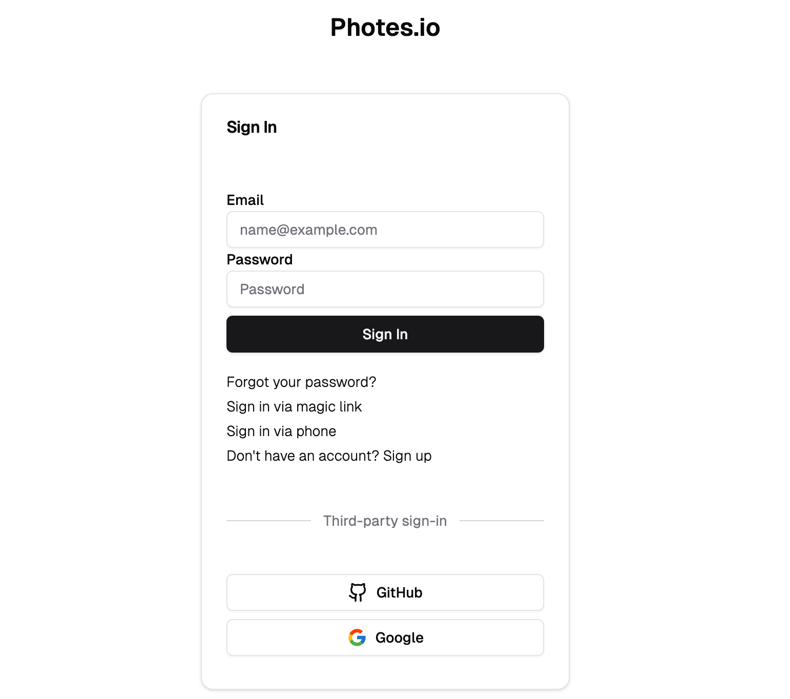 Sign in to Photes.io