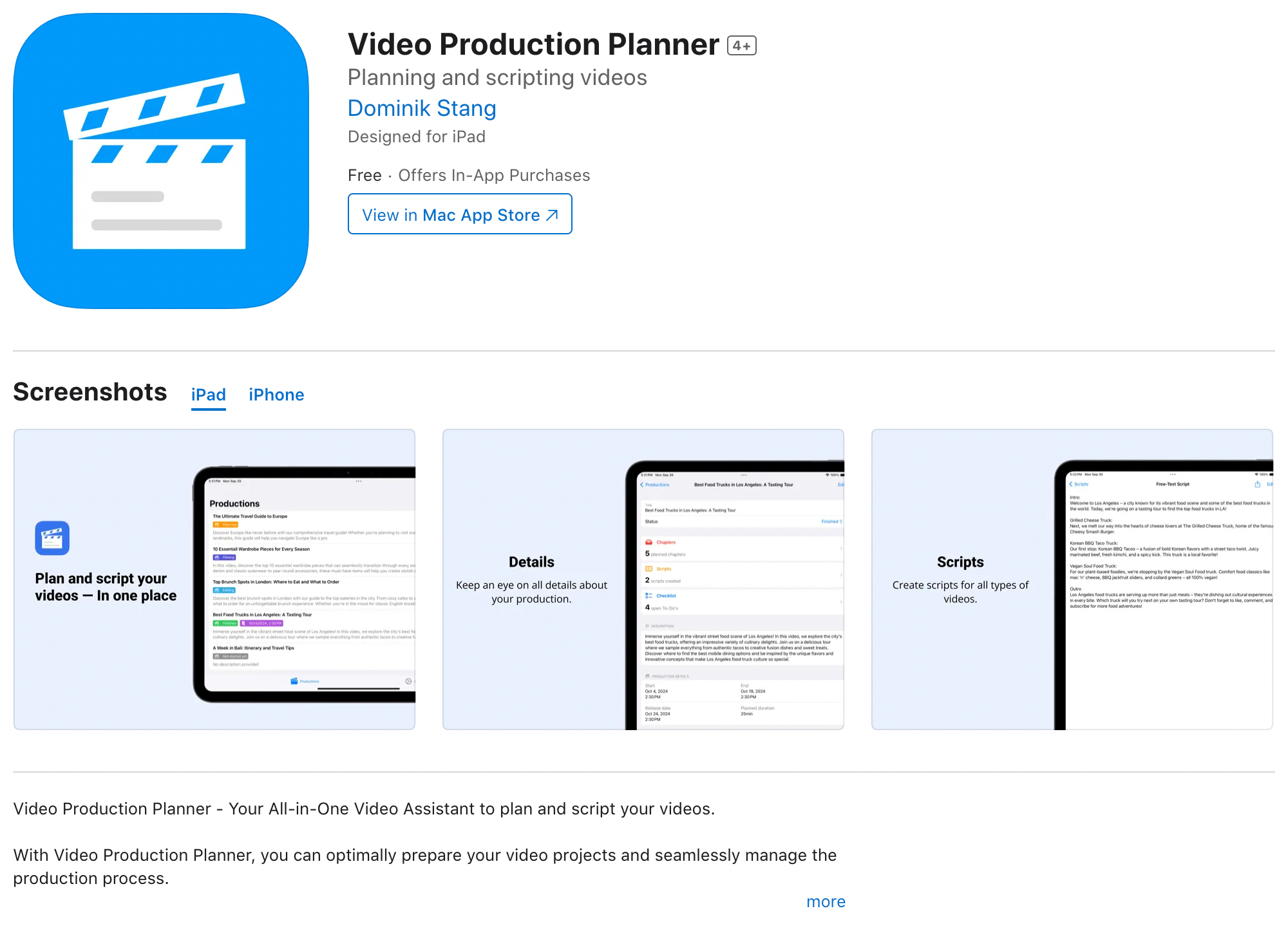 Video Production Planner